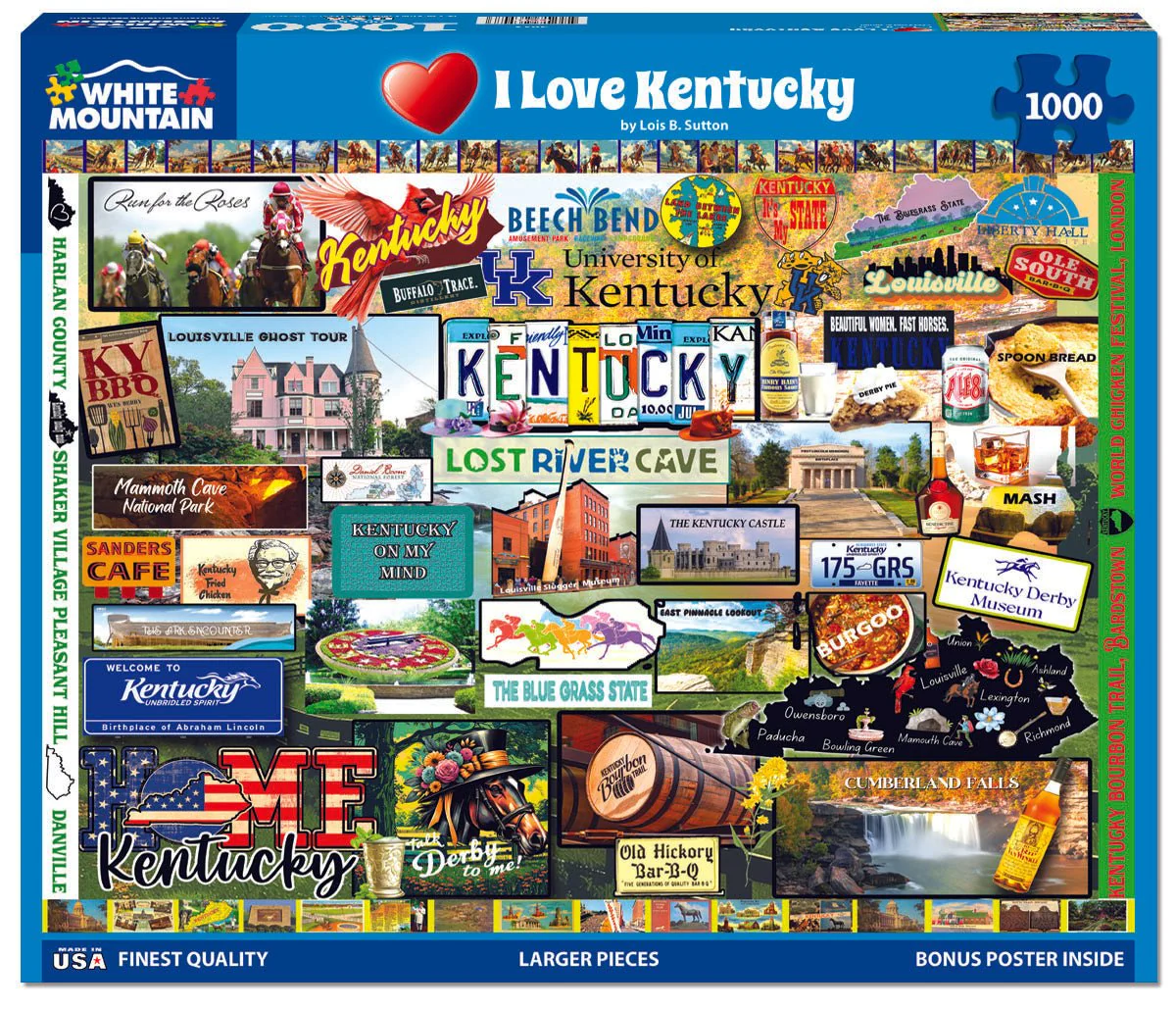 White Mountain I Love Kentucky - 1000 Piece Jigsaw Puzzle