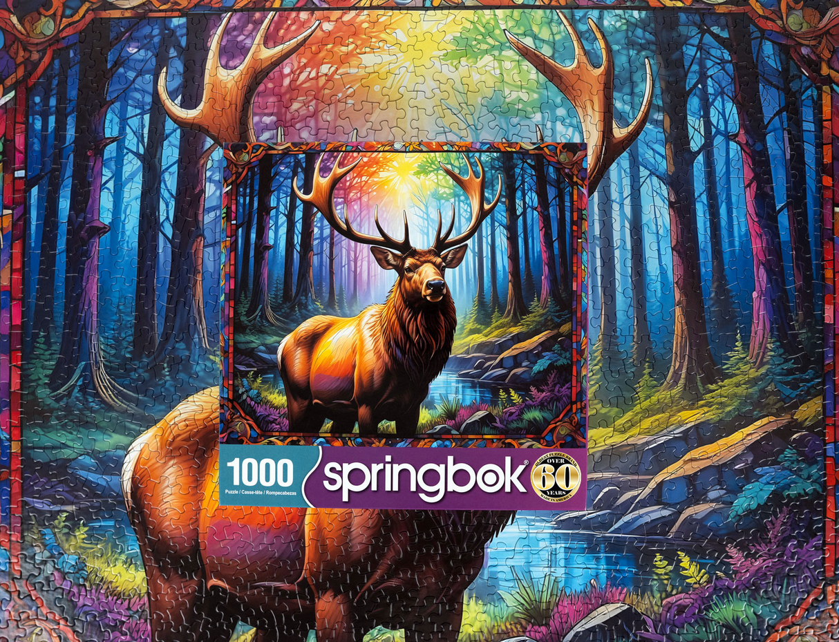 Springbok Stain Glass Elk Limited Release 1000Pc Puzzle