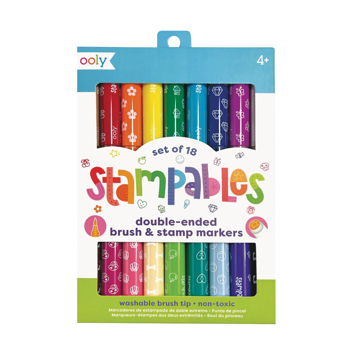 OOLY - Stampables: Double-Ended Brush & Stamp Markers (Set of 18)