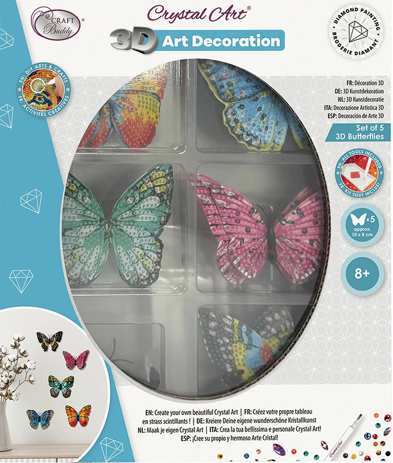 Crystal Art Decorations: 3D Butterflies (Set 5)