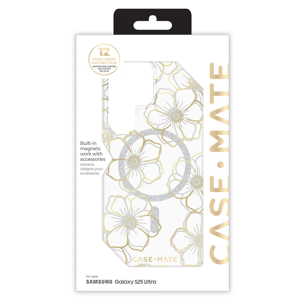 Case-Mate - Floral Gems Case with Magnet for Samsung Galaxy S25 Ultra - Gold