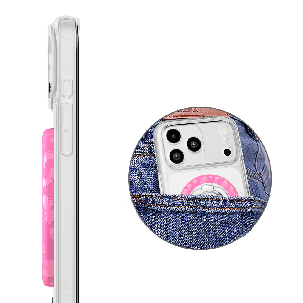 VELVET CAVIAR - IPhone 17 MagSafe Case + Mag Grip & Stand – Hot Pink Leopard