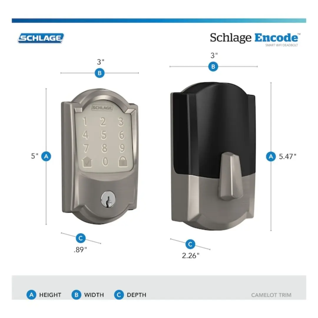 Schlage Encode Smart WiFi Deadbolt with Camelot Trim