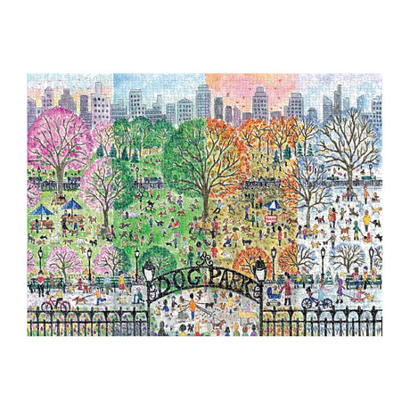Galison - Michael Storrings Dog Park in Four Seasons 1000 Piece Puzzle