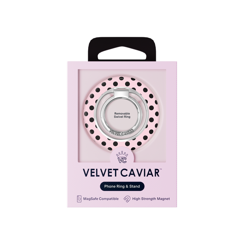 VELVET CAVIAR - Magnetic Phone Ring & Stand - Pink Polka Dot Princess