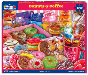 White Mountain Puzzles - Donuts & Coffee - 1000 Piece Jigsaw Puzzle