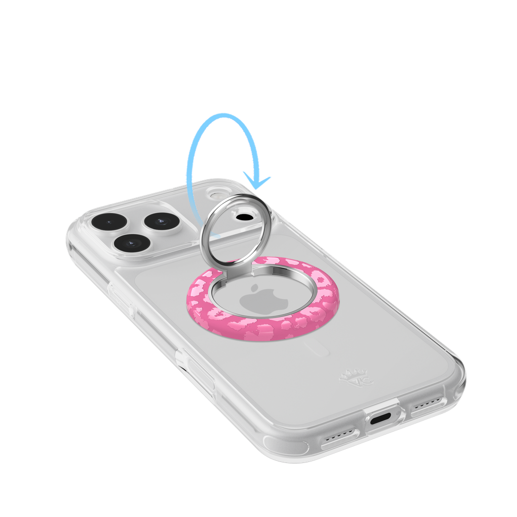 VELVET CAVIAR - IPhone 17 MagSafe Case + Mag Grip & Stand – Hot Pink Leopard