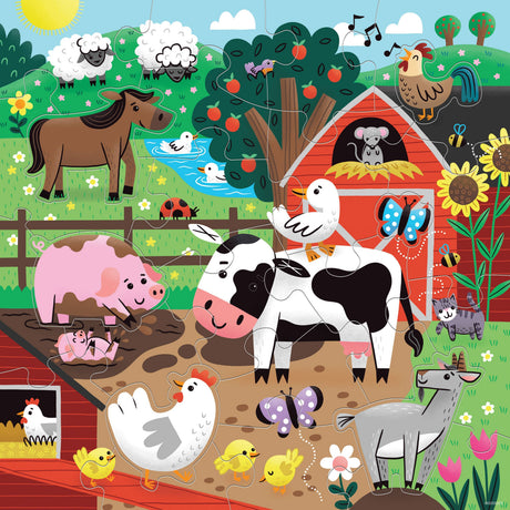Mudpuppy - Farm Friends 25 Piece Floor Puzzle with Shaped Pieces