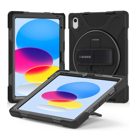 xBase iPad 10 & 11 Gen Armor Tech Heavy Duty Case w/Hand Strap/Shoulder Strap & Kickstand