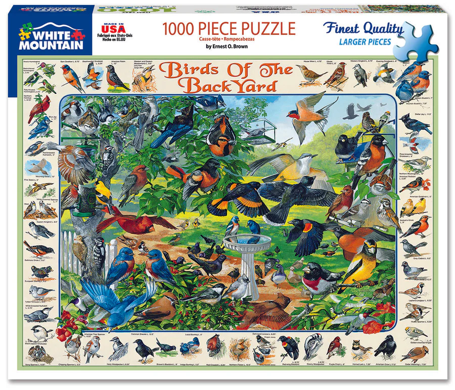 White Mountain Puzzles Birds of the Backyard - 1000 Piece Jigsaw Puzzle