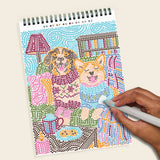 Lifelines FlowArt Dot-by-Letter, Cozy Companions - completed scene with marker in hand