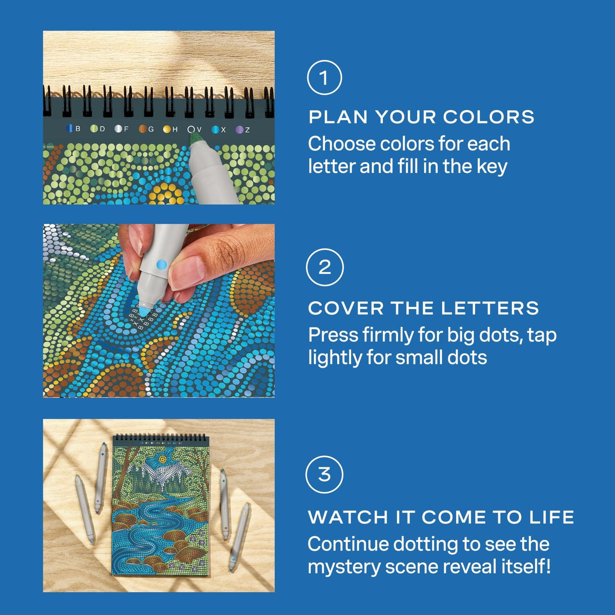 Lifelines FlowArt Dot-by-Letter Majestic Earth (Metallic Ink) art pad - inside scene 4