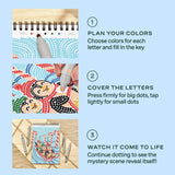 Lifelines FlowArt Dot-By-Letter, The North Pole - how to use: plan your colors, cover the letters, watch it come to life