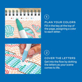 Lifelines FlowArt Mini Dot-by-Letter Coastal Calm - how to use: plan your colors, then cover the letters