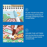 Lifelines FlowArt Mini Dot-by-Letter Cottage Garden - how to use: plan your colors, then cover the letters