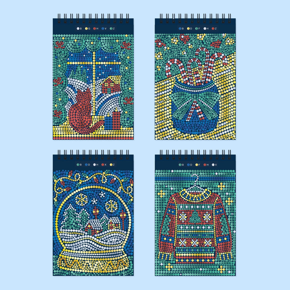 Lifelines FlowArt Mini Dot-by-Letter Deck the Halls Metallic Ink - sample completed scenes
