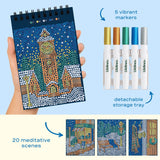 Lifelines FlowArt Mini Dot-by-Letter Frosted Village Metallic Ink - includes 5 vibrant dot markers, detachable storage tray and 20 meditative scenes