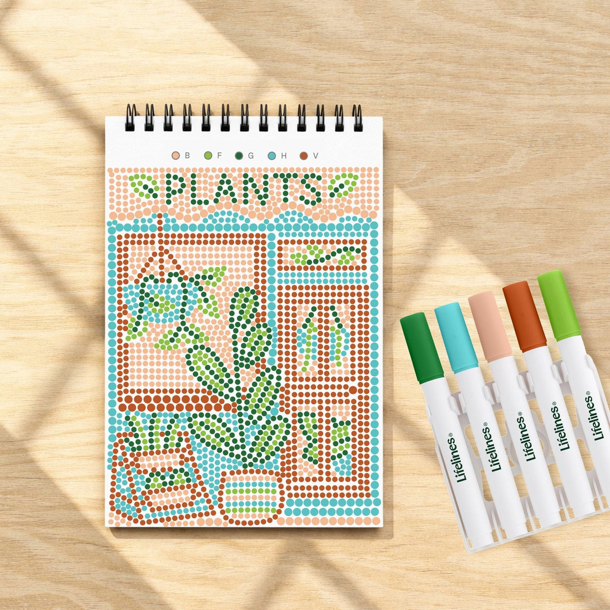 Lifelines FlowArt Mini Dot-by-Letter Plant Paradise - completed scene with dot markers
