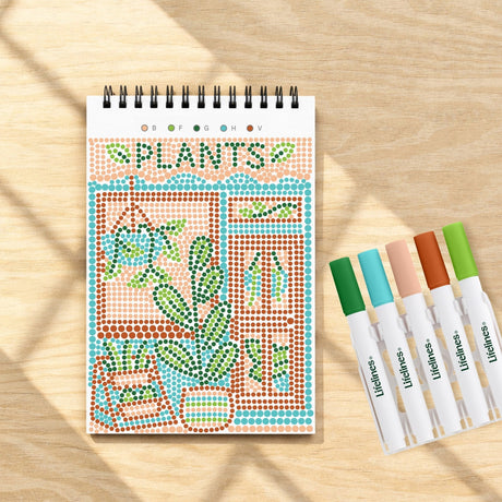 Lifelines FlowArt Mini Dot-by-Letter Plant Paradise - completed scene with dot markers
