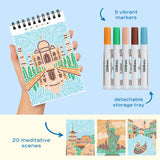 Lifelines FlowArt Mini Dot-by-Letter Postcard Places - includes 5 vibrant dot markers, detachable storage tray and 20 meditative scenes