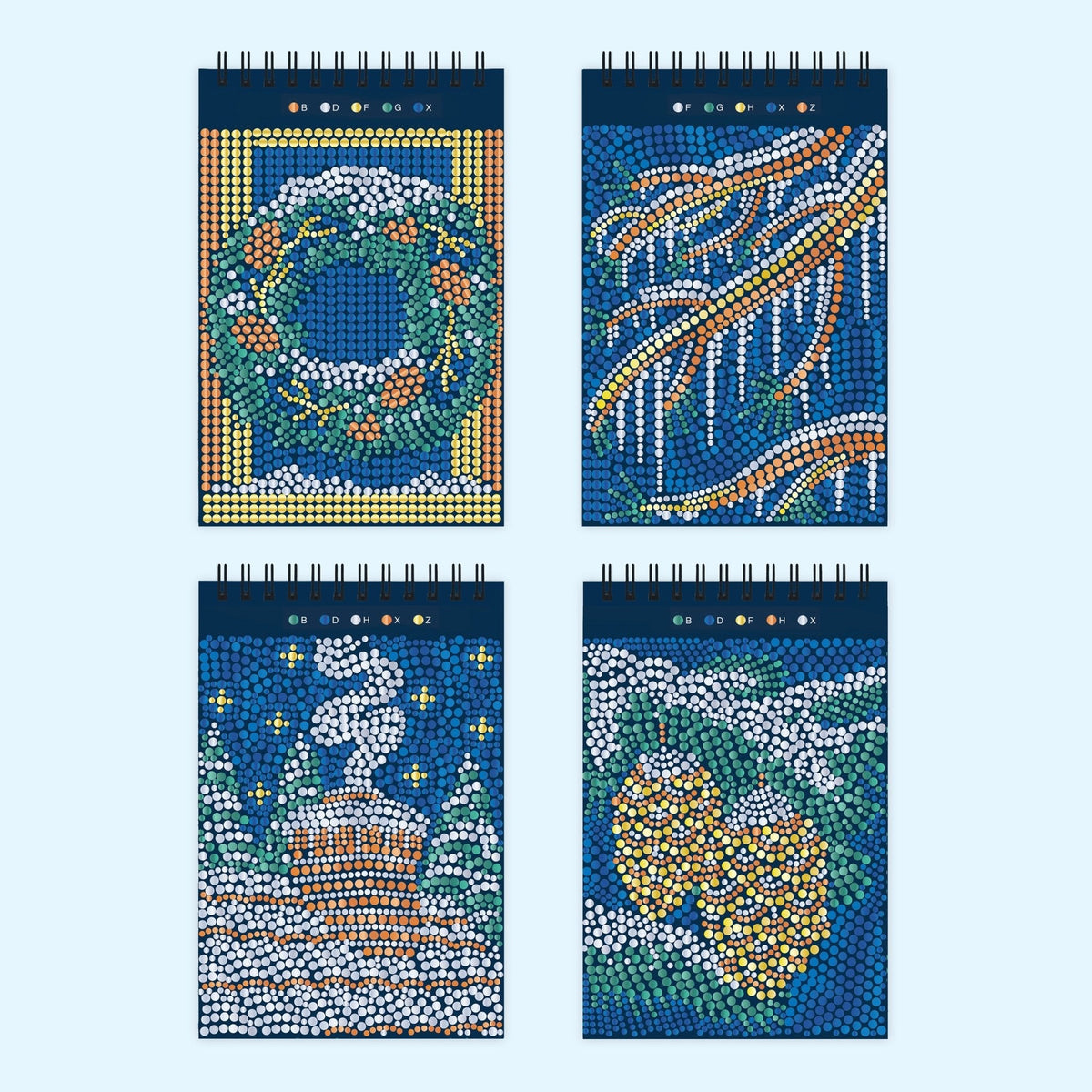 Lifelines FlowArt Mini Dot-by-Letter Snowflake Serenity Metallic Ink - sample completed scenes