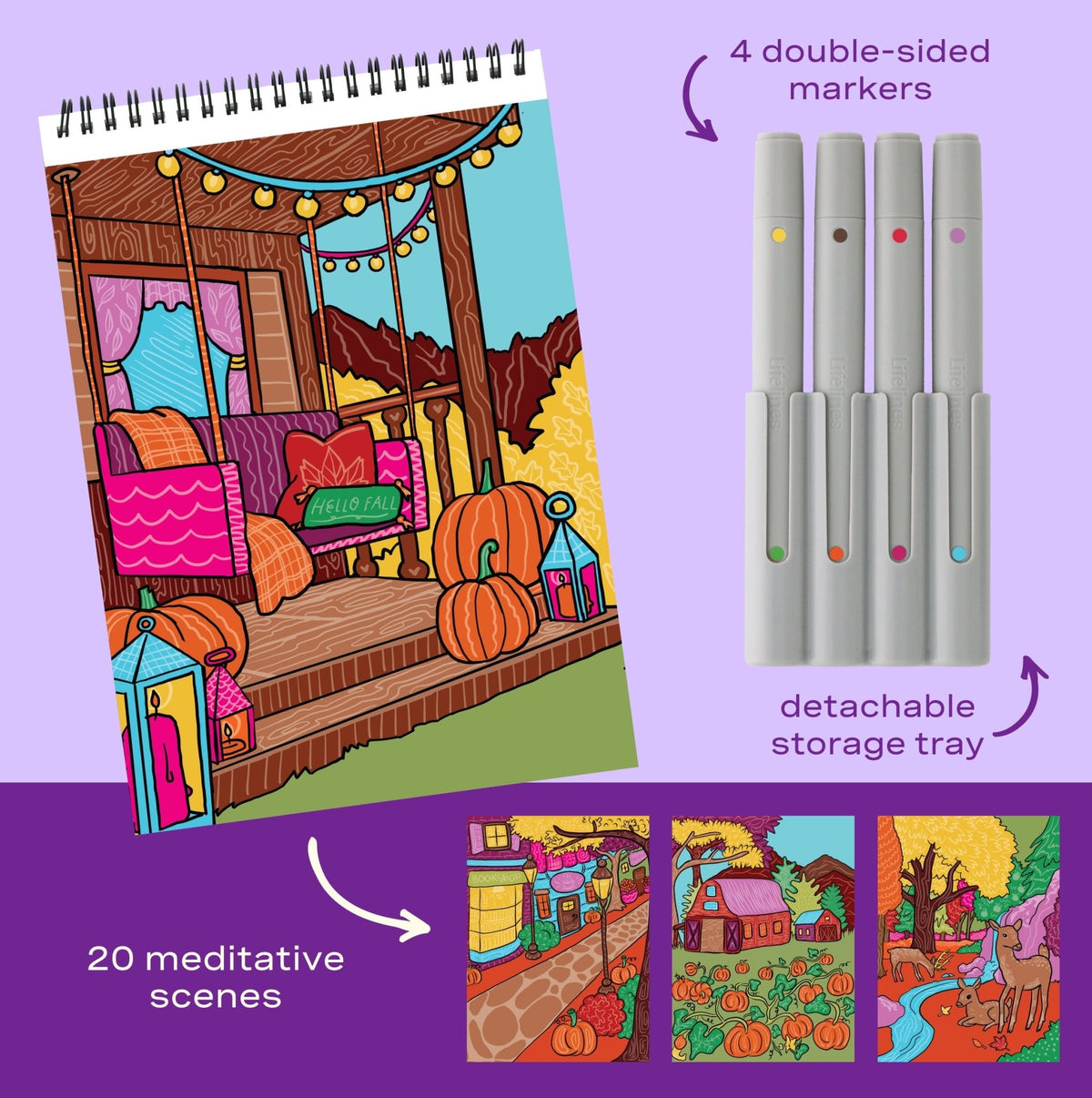 Lifelines FlowArt Scented Color-to-Reveal Fall is in the Air art pad - inside scene 1