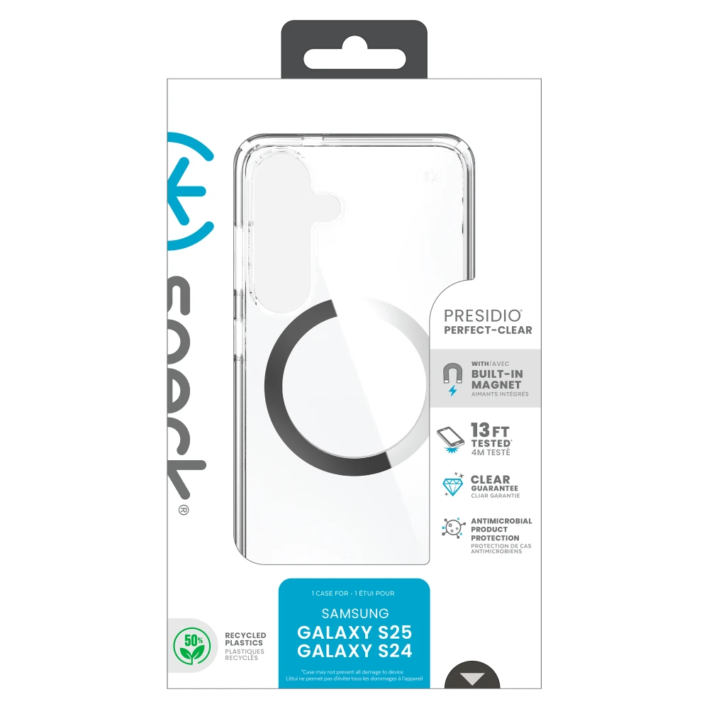 Speck - Presidio Perfect Clear Case with Magnet for Samsung Galaxy S25 - Clear