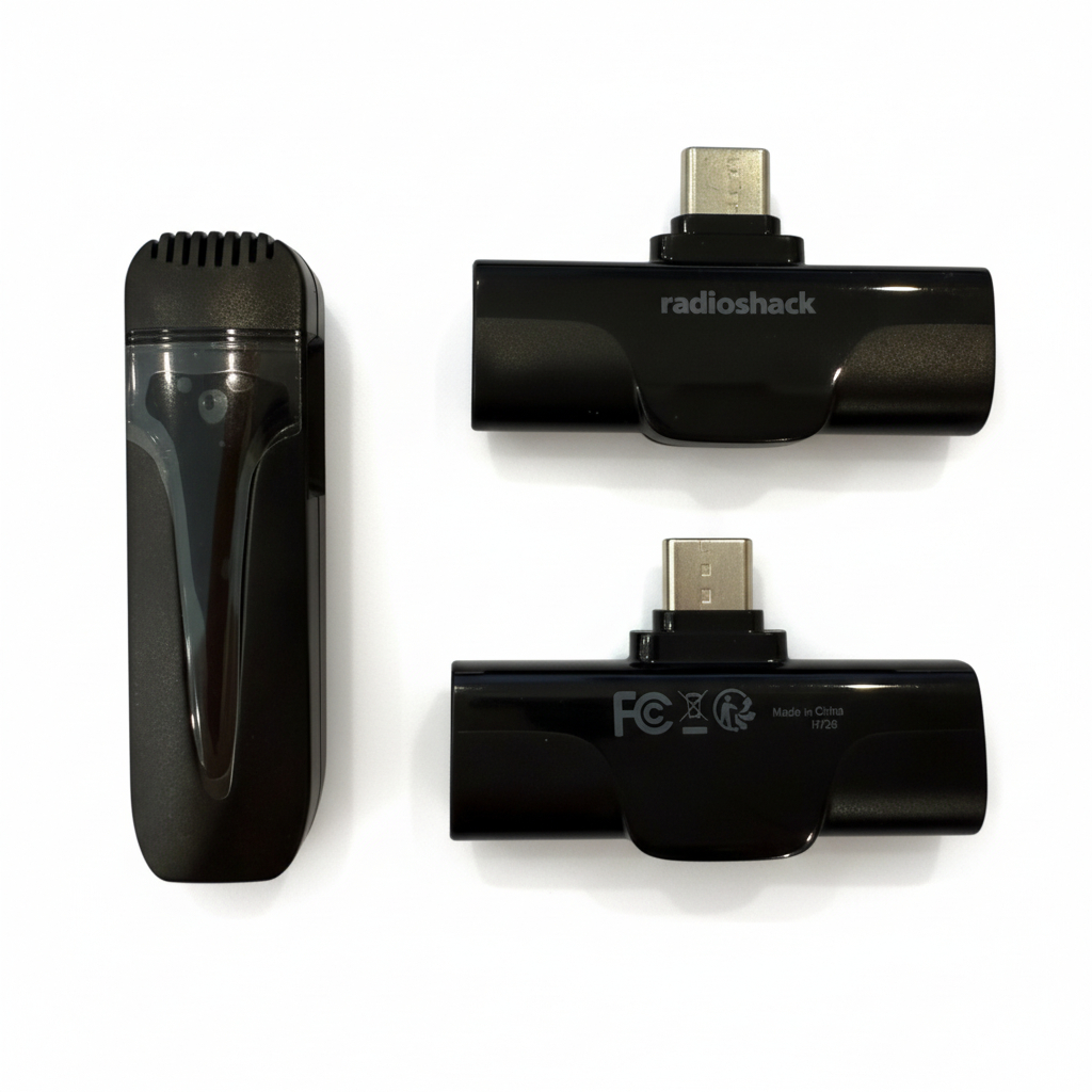 RadioShack USB-C Wireless Microphone Black for Recording and Streaming