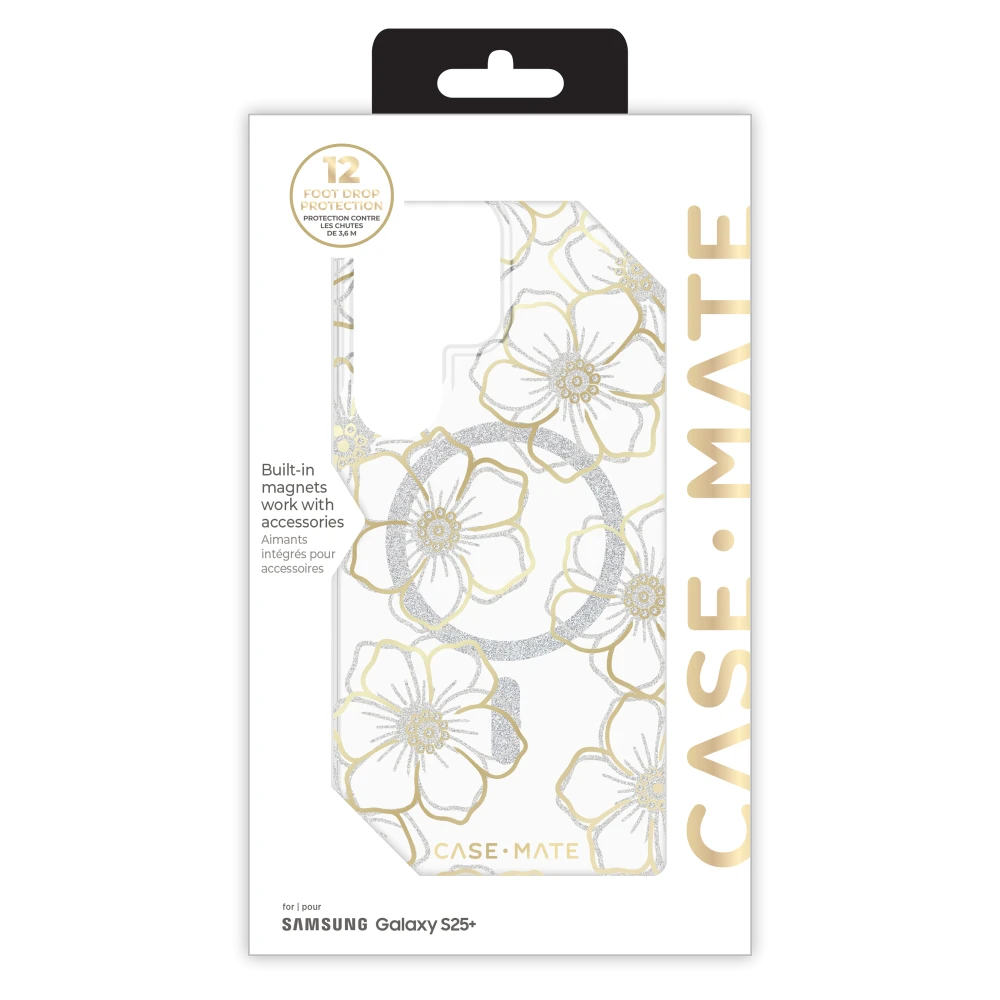Case-Mate - Floral Gems Case with Magnet for Samsung Galaxy S25 Plus - Gold