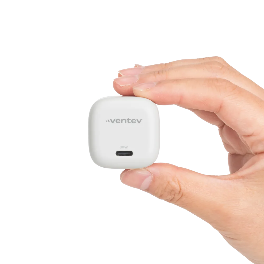 Ventev - 30W Mini Wall Charger and USB C to Apple Lightning Cable - White