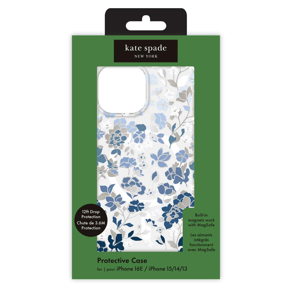 Kate Spade - Protective MagSafe Case for iPhone 16e /15/14/13 - Flowerbed Blue
