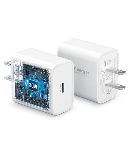 PowerPeak ECONOMY - ULTRAFAST 30W PPS High Speed USB C Wall Charger - White