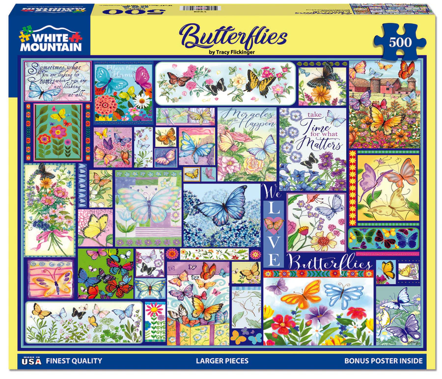 White Mountain Puzzles - Butterflies (1930pz) - 500 Piece Jigsaw Puzzle