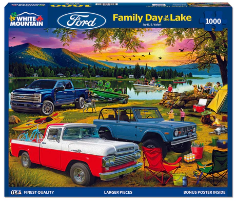 White Mountain Puzzles - Family Day At The Lake-Ford (2112pz) - 1000 Piece Jigsaw Puzzle