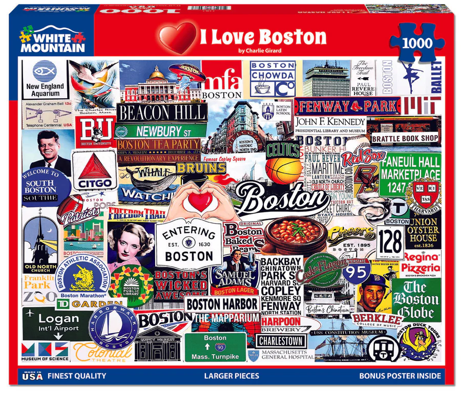 White Mountain Puzzles - I Love Boston (2161pz) - 1000 Piece Jigsaw Puzzle