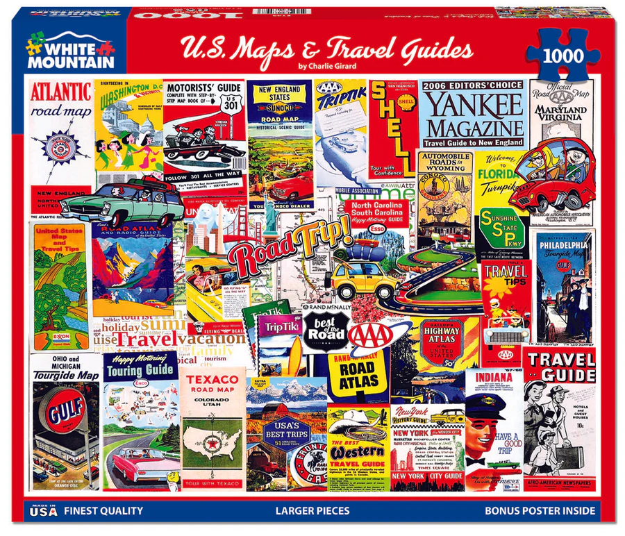 White Mountain Puzzles - US Maps & Travel Guides (2163pz) - 1000 Piece Jigsaw Puzzle
