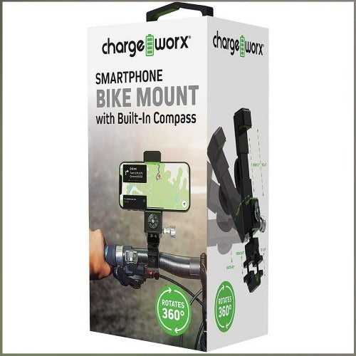 Chargeworx - Smartphone Bike Phone Mount w/ Built-In Compass