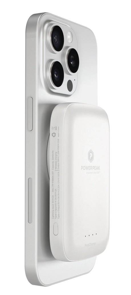 PowerPeak 5000mAh MagCharge Power Bank - White