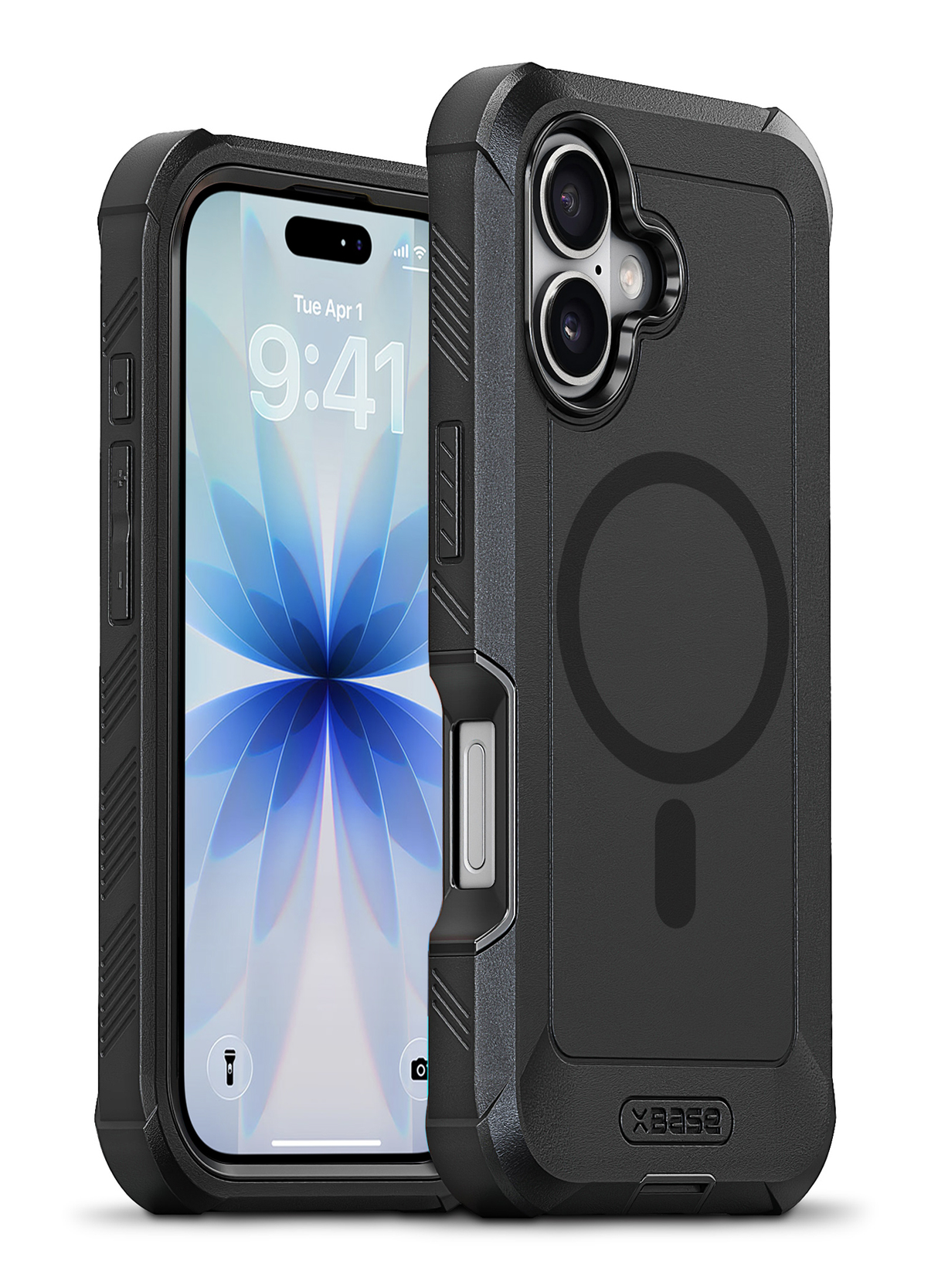 xBase iPhone 17- Boulder MagSafe Heavy-Duty Co-Molded Rugged Protective Case - Black