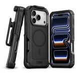 xBase iPhone 17 Pro - Boulder MagSafe Heavy-Duty Co-Molded Rugged Protective Case w/Belt Clip Holster- Black