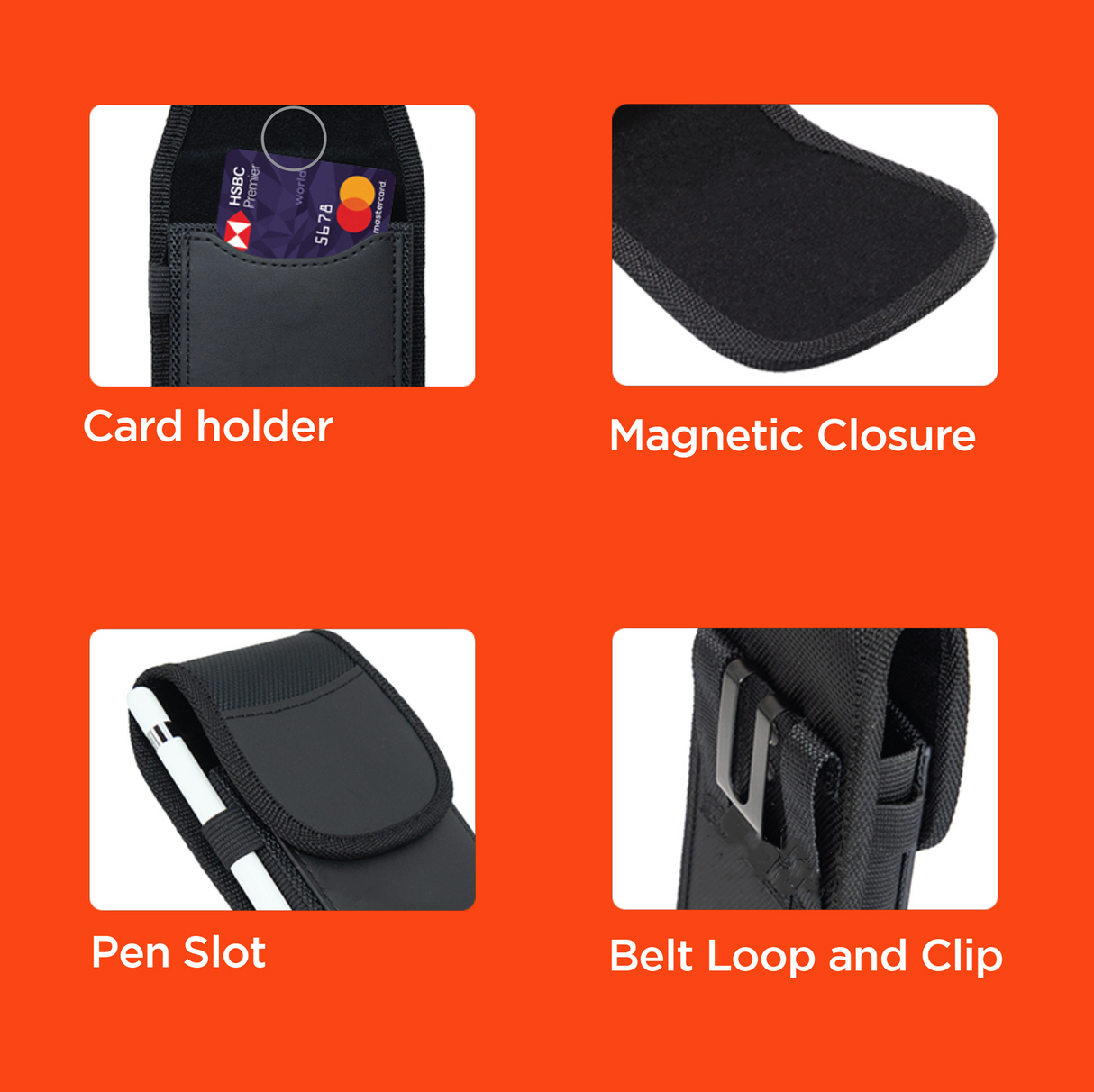 xBase Universal Phone Pouch Belt Clip w/Keychain - Extra Large