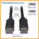 Tripp Lite Series DisplayPort Cable with Latching Connectors, 4K 60 Hz (M/M), Black, 15 ft
