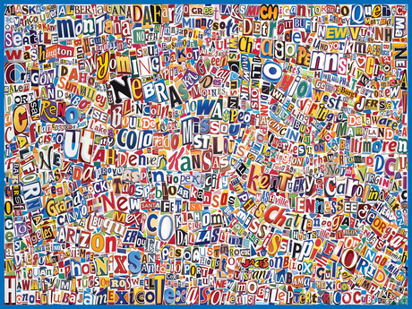 White Mountain Puzzles - USA Word Map - 500 Piece Jigsaw Puzzle