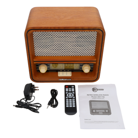 RadioShack Retro AM FM Radio 4001796 Bluetooth Dual Speakers Vintage Design