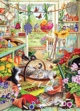 Cobble Hill Potting Shed Cats 500 Piece Puzzle