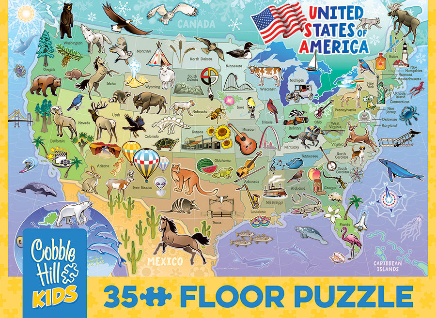 Cobble Hill Map of the USA (35pc Floor Puzzle | Rope Handle)