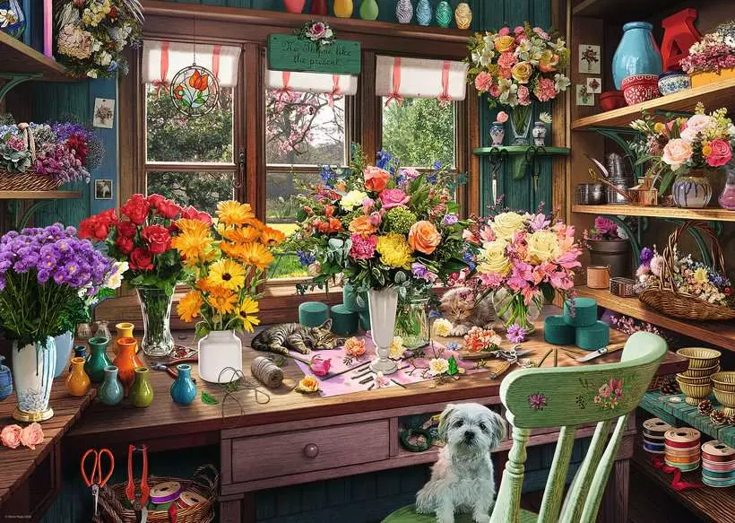 Ravensburger Flower Arranger's Shed 1000 Pc Puzzle