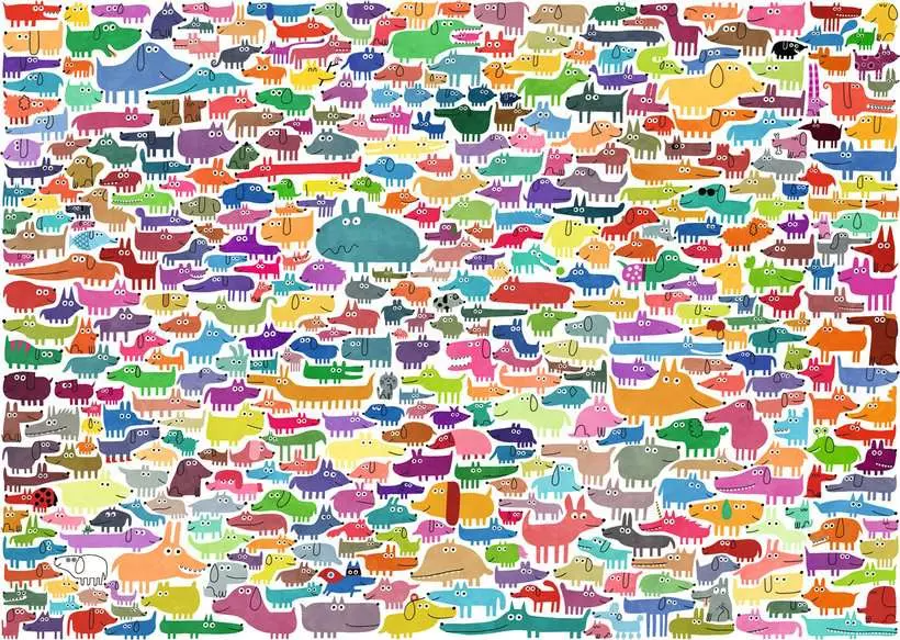Ravensburger 387 Dogs & One Cat 300 Pc Puzzle LF