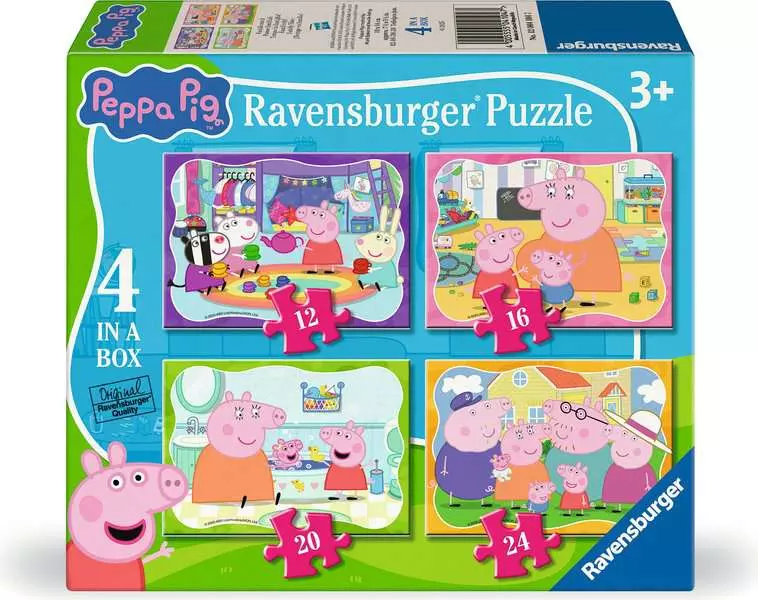 Ravensburger Peppa Pig, 4 in a Box 12/16/20/24p