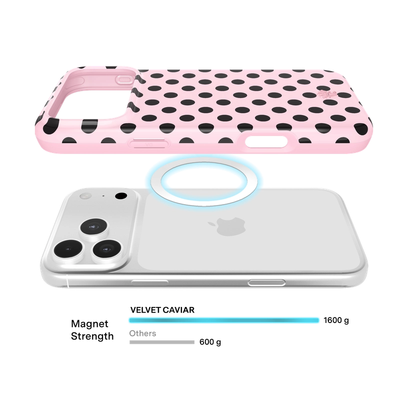 VELVET CAVIAR - MagSafe Case for Apple iPhone 17 Pro - Princess Pink Polka Dot